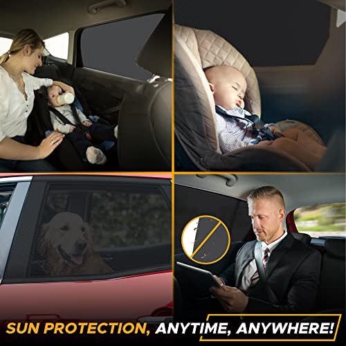 גווני חלון רכב לתינוק של Econour לחלונות צד | צל שמש לחום מכוניות והגנה על UV | גוון מכונית לתינוק באלסטית מתכווננת